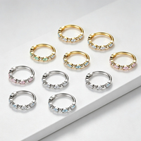 Anneau de piercing interne en titane stérile F136 de 16G avec zircone cubique taille marquise, pour l'oreille, le nez, le septum et le corps
