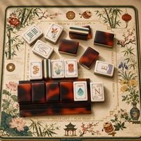 Ensemble de Mahjong américain de luxe en écaille de tortue avec 160 tuiles en acrylique imitation jade, motifs Grue, Dragon, Bambou, pour cadeau oriental, OEM ODM