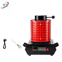 Haute température 1600 ° Fourneau de fusion par induction C 1500W 220V avec couvercle de protection anti-brûlure rouge pour la fusion de l'or, de l'argent et du laiton