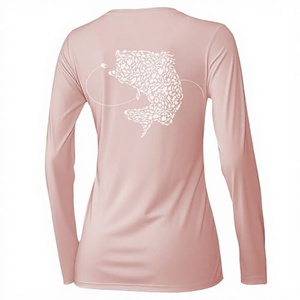Camisa de Pesca de Manga Larga Rosa para Hombre, Diseño con Estampado de Peces Blancos en la Espalda, Protección Anti-UV UPF 50, Impresión Digital, 100% Poliéster - Product Image 3