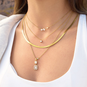 Collier en acier inoxydable avec zircon, forme goutte d'eau, serti de griffes, pendentif tendance pour femme, cadeau, bijoux - Product Image 3