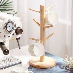Bamboo Cup Rack With Stand Multi Functional Desk Organizer For Mug Storage And Draining - Product Image 1