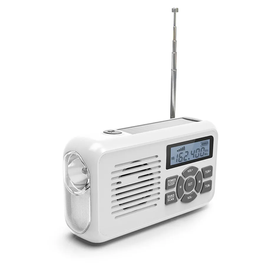 Regalo promozionale di emergenza generatore a manovella Radio a banda per torcia solare ricaricabile per prevenzione dei disastri Power Bank