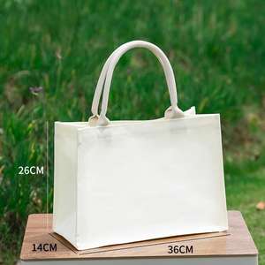 Custom Logo Gedrukt Blanco Katoenen Draagtas Herbruikbare Canvas Shopper Handtas Voor Dames Lint Touw Voor Diy Verpakking Geschenken - Product Image 4