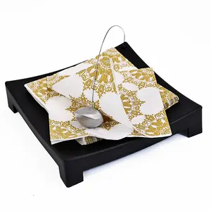 Servilletas de lámina de oro festoneadas ecológicas de diseño de China para servilletas de papel de mesa de boda servilletas de papel de tejido estampado en caliente