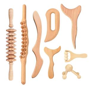 Nouveau kit créatif de 8 outils de <span class=keywords><strong>massage</strong></span> en bois pour le remodelage corporel, outils de drainage lymphatique en bois, rouleaux de <span class=keywords><strong>massage</strong></span> Gua Sha - Product Image 1