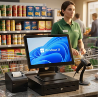 Terminal de point de vente (PDV) pliable 15,6'' Android/Windows pour café, écran tactile capacitif, kiosque de paiement, Google Play