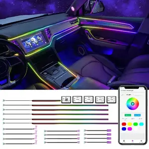 Universal Style Decorative Environment Light String 18 in 1 Symphony LED Car Atmosphere Light Slide 128 App Control