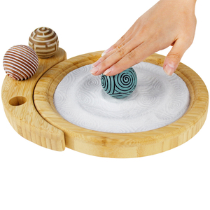 Ensemble de jardin zen de bureau en gros avec cadre en bambou, sable, roches et accessoires décoratifs – Jardin zen DIY pour la maison et le bureau - Product Image 3