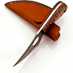 Couteau artisanal en acier Damas avec manche en bois - Lame fixe de 7 pouces, pointe clip, couteau de chasse/camping EDC - Product Image 5