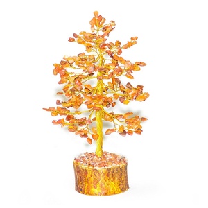 หินคาร์เนเลียนพลอยสีเหลืองรูปต้นไม้ที่มีชีวิตประดับด้วยศิลปะพลังงานแสงอาทิตย์รูปปั้นบอนไซคริสตัลบำบัดตามหลักฮวงจุ้ยของขวัญแกะสลัก - Product Image 2