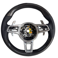 Volant sport personnalisé en cuir jaune avec marquage de retour personnalisé et garniture en fibre de carbone noire pour Porsche CARRERA GT