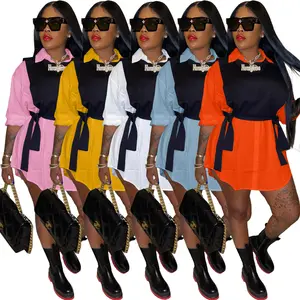 Truen 2023 vendita diretta in fabbrica moda colletto rovesciato abito camicia casual + gilet con lacci gonna corta set due pezzi abbigliamento donna