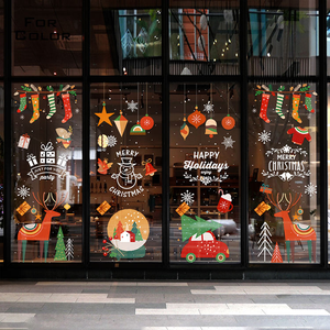 Vinilos Decorativos <span class=keywords><strong>para</strong></span> <span class=keywords><strong>Ventanas</strong></span> de Navidad y Año Nuevo, Adhesivos Estáticos Reutilizables de PVC Impermeables con Diseño de Copos de Nieve, Renos y Papá Noel - Product Image 5