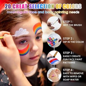 Venta al por mayor profesional 12 colores cara cuerpo pintura Kit Halloween Festival fiesta cuerpo arte pintura maquillaje paleta cara pintura Kit - Product Image 4