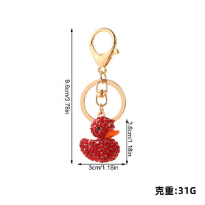 Llavero de pato de cristal con diamantes de imitación, colgante metálico 3D, dije de moda, lindo mosquetón para bolso, regalo - Product Image 5