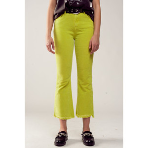 Pantaloni di velluto a coste svasati in verde Lime - Product Image 4
