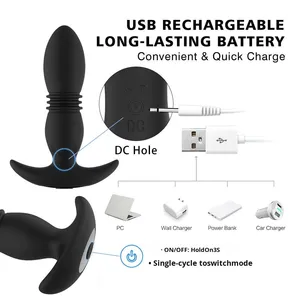 Juguetes sexuales anales eróticos unisex, masajeador de orgasmo de próstata con control remoto inalámbrico, masturbador telescópico de corte trasero, ABS + silicona IPX5 - Product Image 3