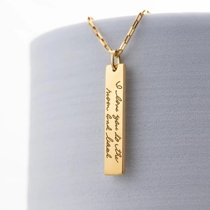 Collar con Barra, Círculo o Rectángulo con Escritura a Mano Real |   Joyería con la Escritura de un Ser Querido, Regalos para el Día de la Madre - Product Image 4