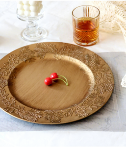 XiangJin di lusso per cena piatto moderno rettangolare nuovo cerchio in plastica oro elegante sottopiatto per uso domestico - Product Image 5