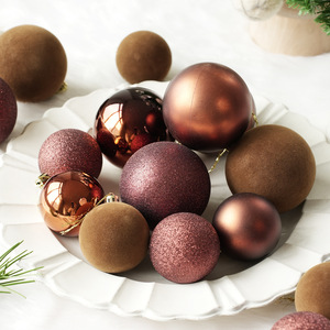 24pcs Velvet Matte <b>Glitter</b> and Mirror Finish Christmas Ball Christmas Tree Decoration Ornaments Shatterproof Hanging Balls - Product Image 4