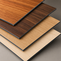 Revêtement extérieur en aluminium ACP à grain de bois, couleur gris argenté, ignifuge, écologique, pour une utilisation en extérieur dans les appartements et les hôtels