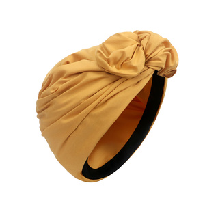 HZM-22201 donne Boho Twist Braid turbante cappello femminile etnico musulmano cappello <span class=keywords><strong>Bandana</strong></span> nuovo berretto <span class=keywords><strong>cotone</strong></span> tinta unita - Product Image 2