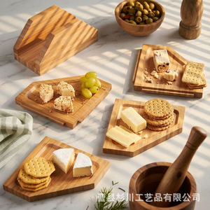 Wooden Cheese Board <b>Set</b> Modular Serving Tray Solid Wood Irregular Shape For Kitchen Dining - Product Image 1