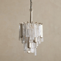 Lustre en verre de style Murano de luxe avec tubes ambrés et transparents, finition laiton - Parfait pour le salon, la salle à manger et la chambre à coucher