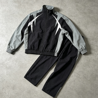 Ensemble de survêtement coupe-vent personnalisé pour l'automne, veste zippée color-block et pantalon de jogging, pantalon coupe-vent en nylon, veste de sport pour homme