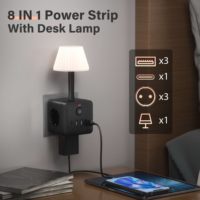 Stop Kontak Ekstensi Langsung dari Pabrik 3 Soket Eropa 3 USB a 1 Type C 15W Pengisian Daya Lampu Meja LED Dapat Diredupkan CE RoHS