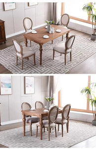 เก้าอี้ข้างสไตล์วินเทจแบบฟาร์มเฮาส์ พนักพิงรูปวงรีลายฉลุ เบาะผ้าสีครีม ขาเก่าแบบดิสเทรส เหมาะสำหรับงานแต่งงานและร้านกาแฟ - Product Image 4