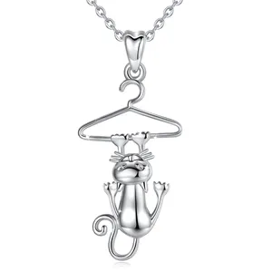 Custom Silver Pendent 925 Sterling Silver Pendent Lucky Little Cat Pendant Necklace Jewelry