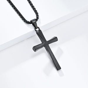 Minimalist <b>Cross</b> Necklace Stainless Steel Unisex Pendant Sweater <b>Chain</b> Gold Tone Jewelry - Product Image 4
