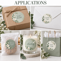 Étiquettes adhésives en papier pour cadeaux et artisanat OEM, impression couleur, découpe à la presse, finition mate, étiquettes rondes en rouleau à motifs floraux