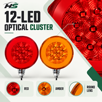Feu arrière LED HSSH 4 pouces 14,8W SMD 2835 12V rouge-jaune combiné pour camion, remorque, véhicule utilitaire