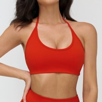 Soutien-gorge de sport pour femmes, style halter brossé, dos creux, beauté, gym, sport