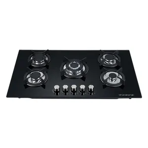 Hot Selling Large Size Multi Cooker Household Black Stainless Steel Body 5 Burner Built In Gas Stove