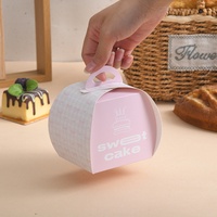 Boîte à gâteau rose personnalisée, écologique et recyclable, avec poignée, emballage plat, boîte cadeau pour pâtisserie, motif fenêtre, pour boulangerie et desserts