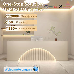 מודרני שולחן קבלה ארוך לבן עם דלפק קבלה עם אור led לסלון שיער וספא - Product Image 3