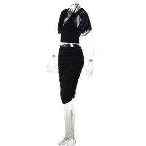 Women's Casual Two Piece Halter Top and Bodycon Skirts Sets Sexy Mesh <strong>Fall</strong> 2 Piece Midi Skirt Set Women 2026 - Product Image 6