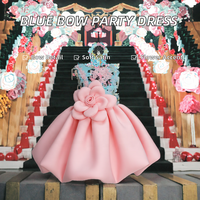 Robe de princesse pour enfants de haute qualité, en satin uni, avec décoration florale 3D, sans manches, faite à la main, pour fête d'anniversaire