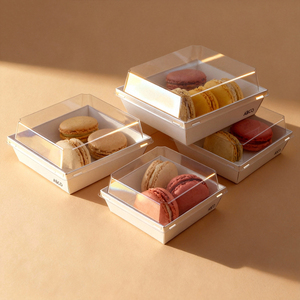 Mini boîte à sushi personnalisée échantillon gratuit laminée mate gaufrée protégée contre les UV éponge à couvercle transparent en papier alimentaire kraft pour pique-nique - Product Image 2