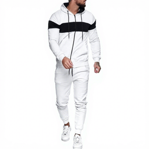 Chándal con Capucha Ecológico para Hombre con Franja Negra, Cremallera Completa en las Mangas, Traje Deportivo Informal para Adultos, Ropa de Invierno - Product Image 1