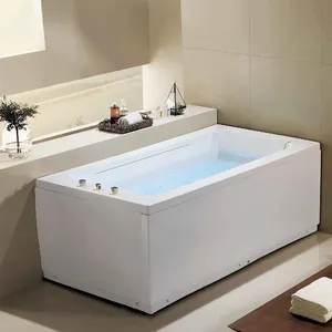 Moderno di lusso per adulti vasca da bagno con massaggio bianco acrilico rettangolo vasca per una persona include rubinetto e scolapiatti per uso alberghiero