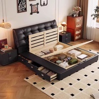 Lit rembourré moderne de luxe, taille king ou queen, avec cadre en bois et rangement extensible, pour chambre à coucher ou appartement d'hôtel, vente en gros