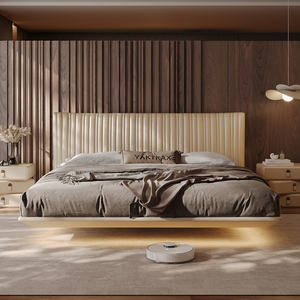 Итальянская минималистичная кровать-шкатулка с обивкой из натуральной кожи высшего качества, размера «<span class=keywords><strong>king</strong></span>-<span class=keywords><strong>size</strong></span>», со скрытым хранилищем для главной спальни - Product Image 1