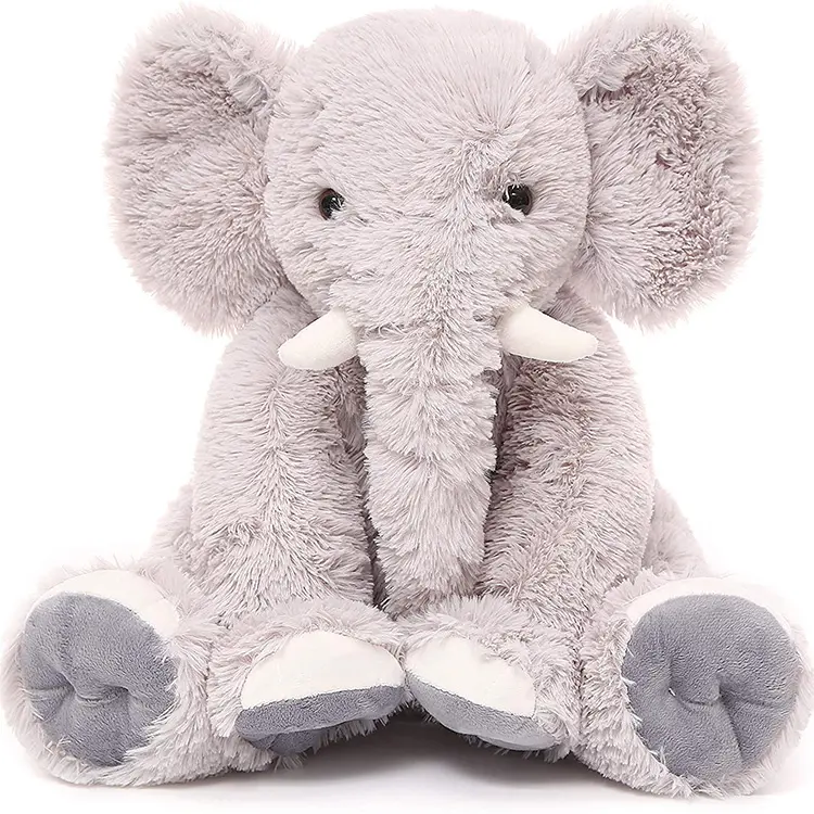 Elefante de peluche suave con orejas grandes, juguete de elefante de peluche con orejas grandes, venta al por mayor