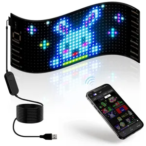 LED Matrix Pixel Panel Smart APP USB 5V fleksibel, toko mobil Tampilan animasi teks grafiti pola RGB dapat diatur