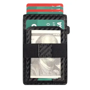 RFID-Block-Karteetasche Metallkartenetui mit magnetischem abnehmbaren Lederkartenaufsatz Brieftasche Geldscheinhalterungsclip aufklapp-Brieftasche für Herren